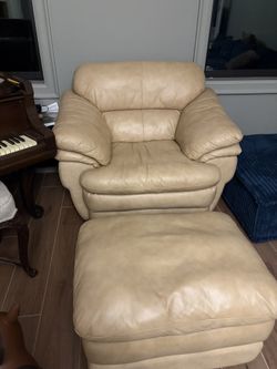 Tan Armchair With Ottoman 