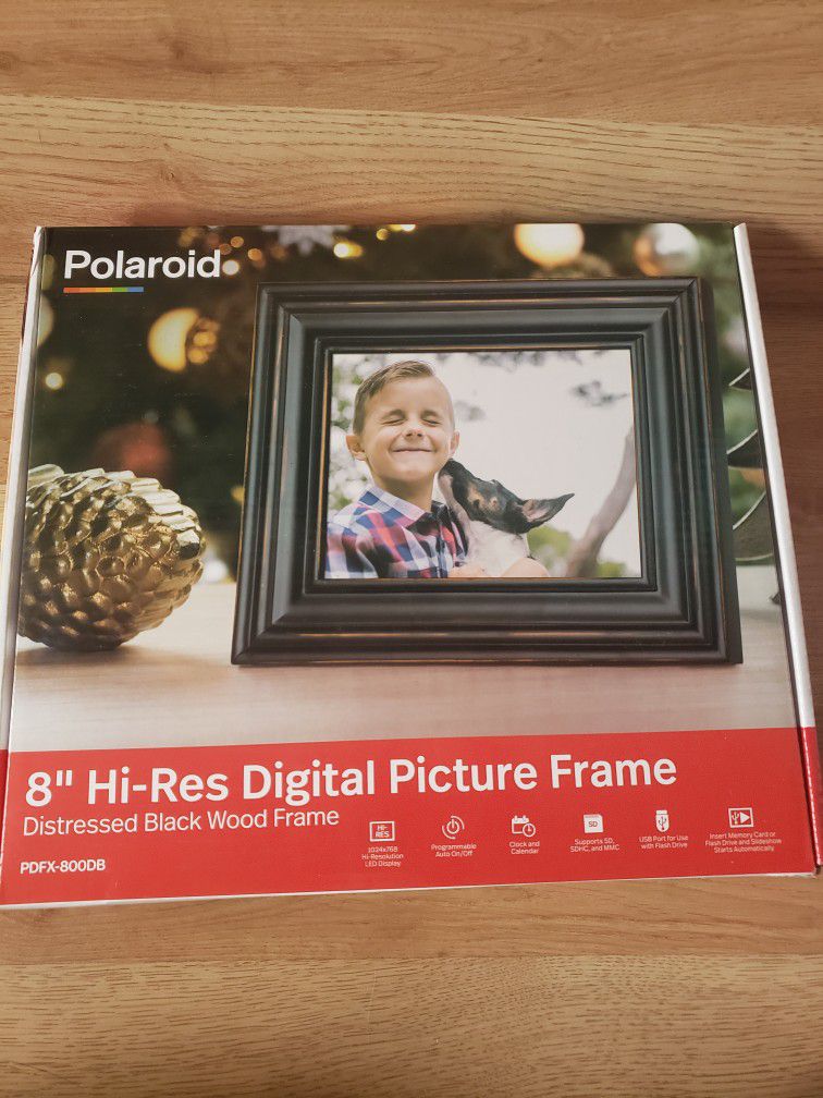 8" Digital Photo Frame Distressed Black - Polaroid