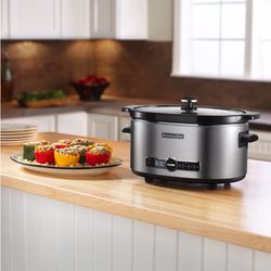 KitchenAid Slow Cooker 6Qt - Stainless Steel with Solid Glass Lid