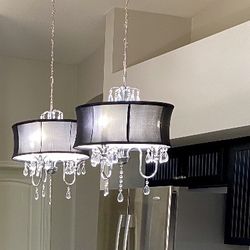 2 Black Drum Chandeliers