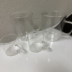 Glass cups with measuring