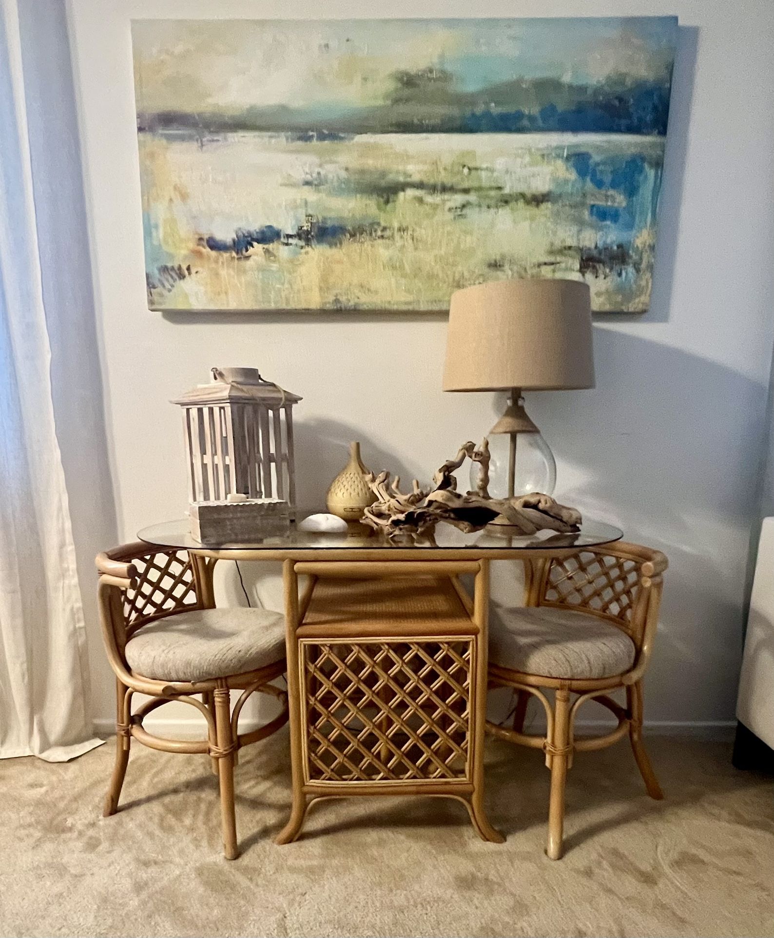 Vintage Rattan Dining Set – 3 Piece Set