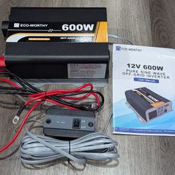 Eco Worthy 600W Off Grid Pure Sine Wave Inverter 12V to 110V NEW $75