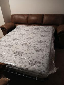 BROWN MICRO FIBER MATERIAL FULL SIZE SLEEPER SOFA