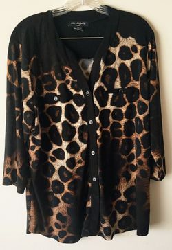 Leopard Print Button-Down Top