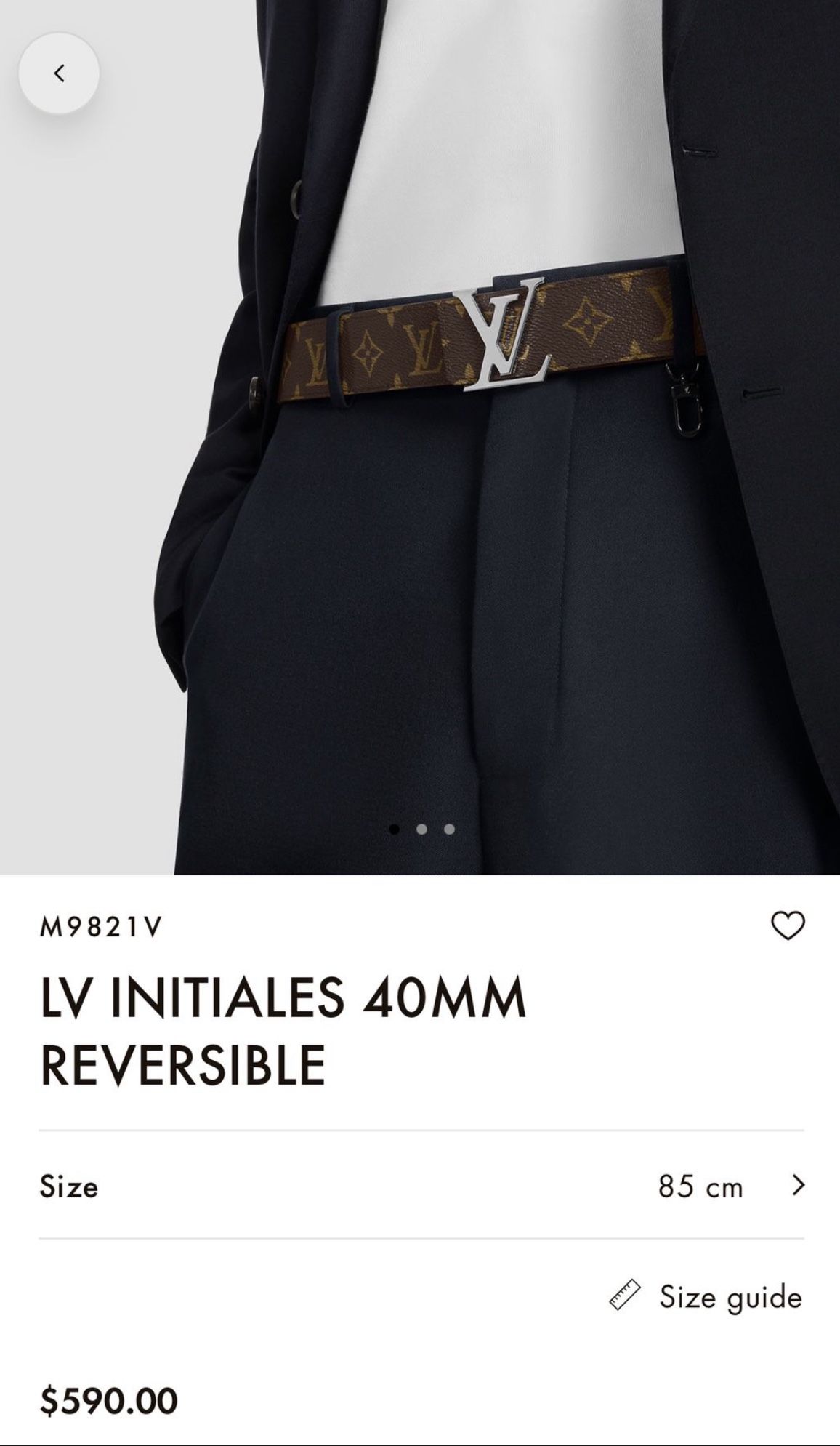 LV INITIALES 40MM REVERSIBLE M9821