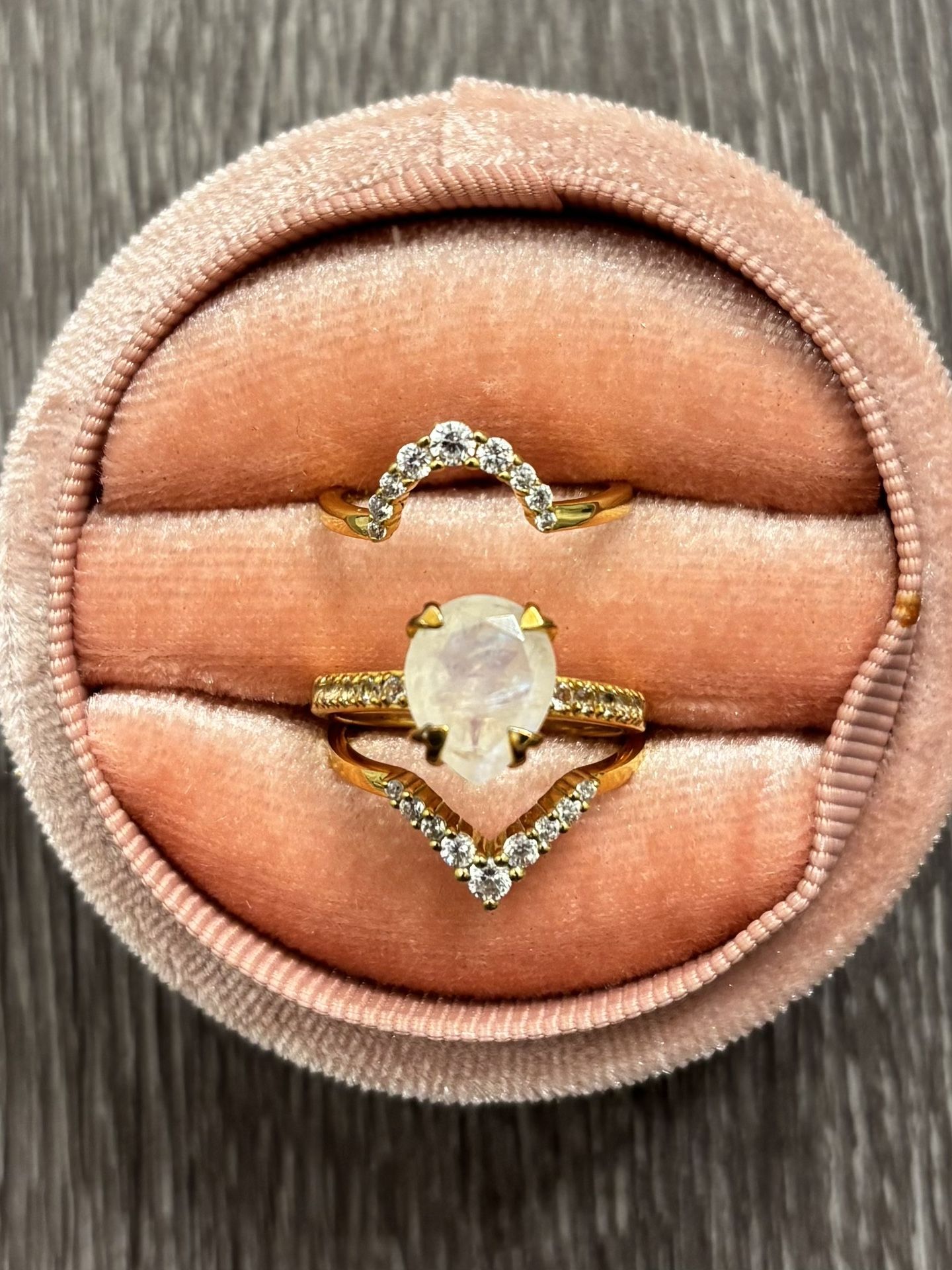 Moonstone Wedding Ring Trio