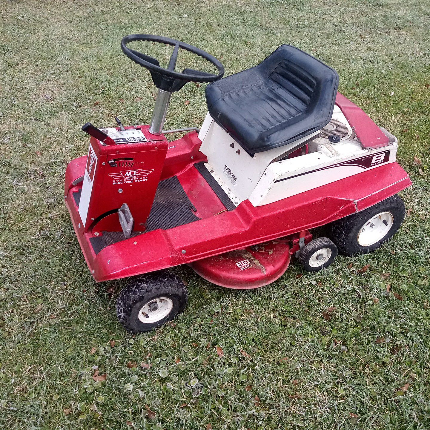 Vintage. ace hardware super deluxe electric start 30 riding lawn mower
