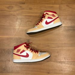 Air Jordan 1 Curry Cardinal, Red/Gold/White, Men's Size 11.5