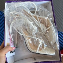 She In White Heels Brand New 