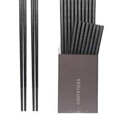 10 Pairs Reusable Fiberglass Chopsticks - Black