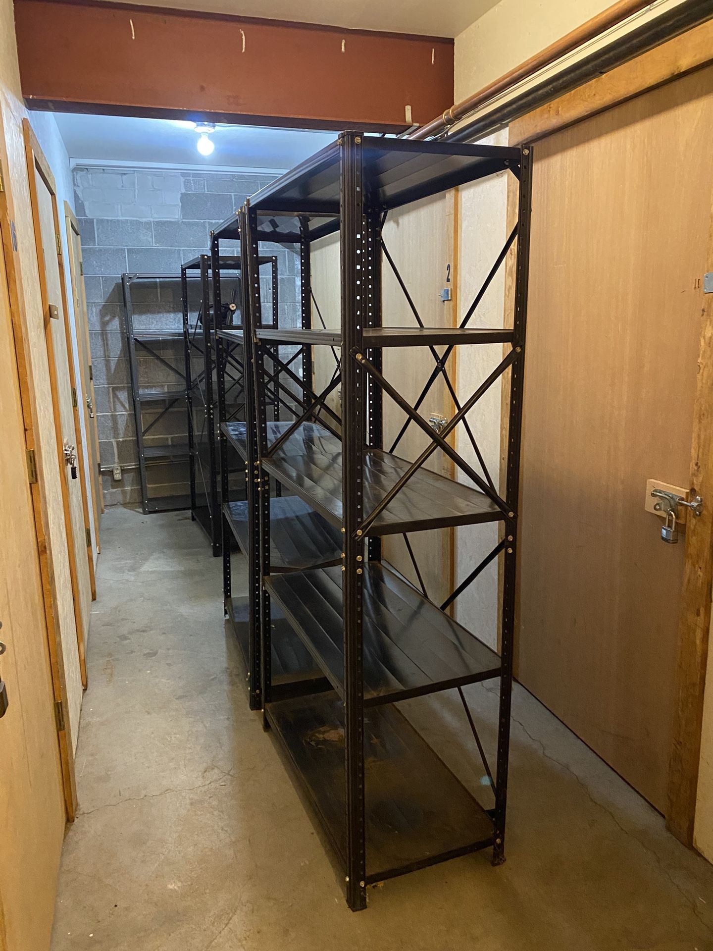 Large Metal shelving 36”W X 72” height X 18” Deep