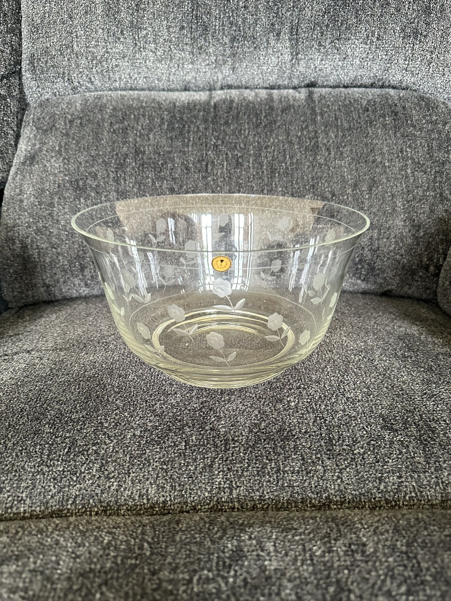 Meadow Glass Serving Bowl with Floral Print