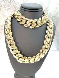 487 Gms 10KT-YG Solid Close Flat  Miami Cuban Link Chain
