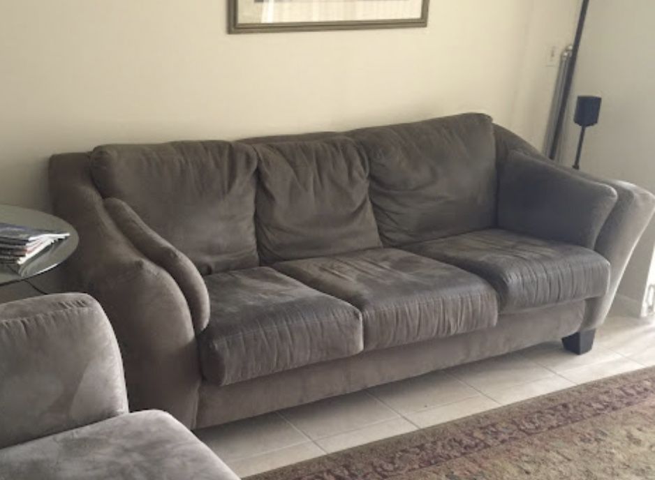 Sage Green Microfiber Couch Sofa $100 OBO