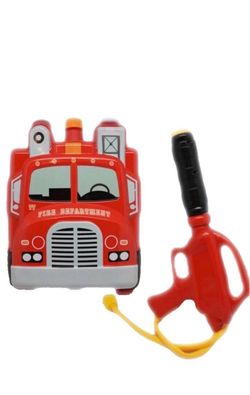 Fire Truck Kids Water Gun Backpack Toy