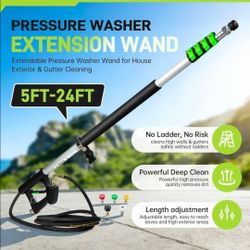 TOR 24 FT Telescoping Pressure Washer Wand with Pressure Washer Extension Wand,Gutter Cleaner Attachment, Pressure Washer Telescoping Wand with 5 Spra