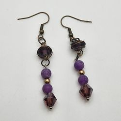 Wire Wrapped Purple Earrings