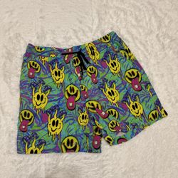New xl neon happy face swim shorts trunk board festival raver outfit Y2K rave