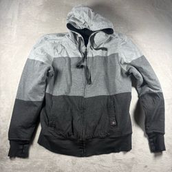Prana Full Zip Hoodie Men’s L Gray Colorblock Sherpa Fleece Lined Thumbholes