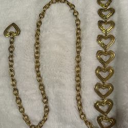 Gold Chain Belt With Hearts - 46 Inches 