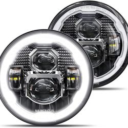 HWSTAR 2023 New 1000% Brighter Anti-glare 7 Inch Led Headlights Round Compatible with Jeep Wrangler JK JKU TJ LJ Chevy Ford