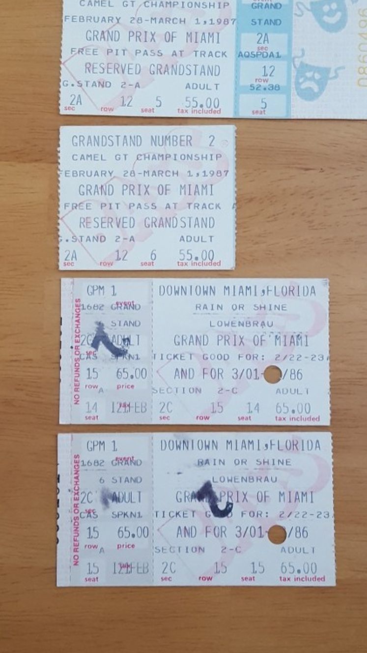 Stubs From Grand Prix Of Miami