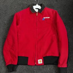 VTG 90s Red Carhartt Santa Fe Corduroy Detroit Jacket Size Medium