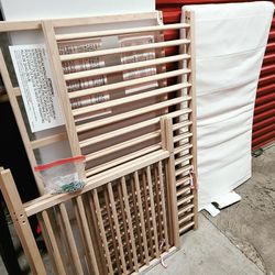 Beech Wood Baby Crib W/ Foam Crib Mattress