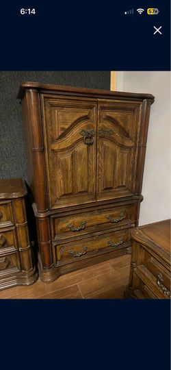 Solid wood tall cabinet dresser storage vintage