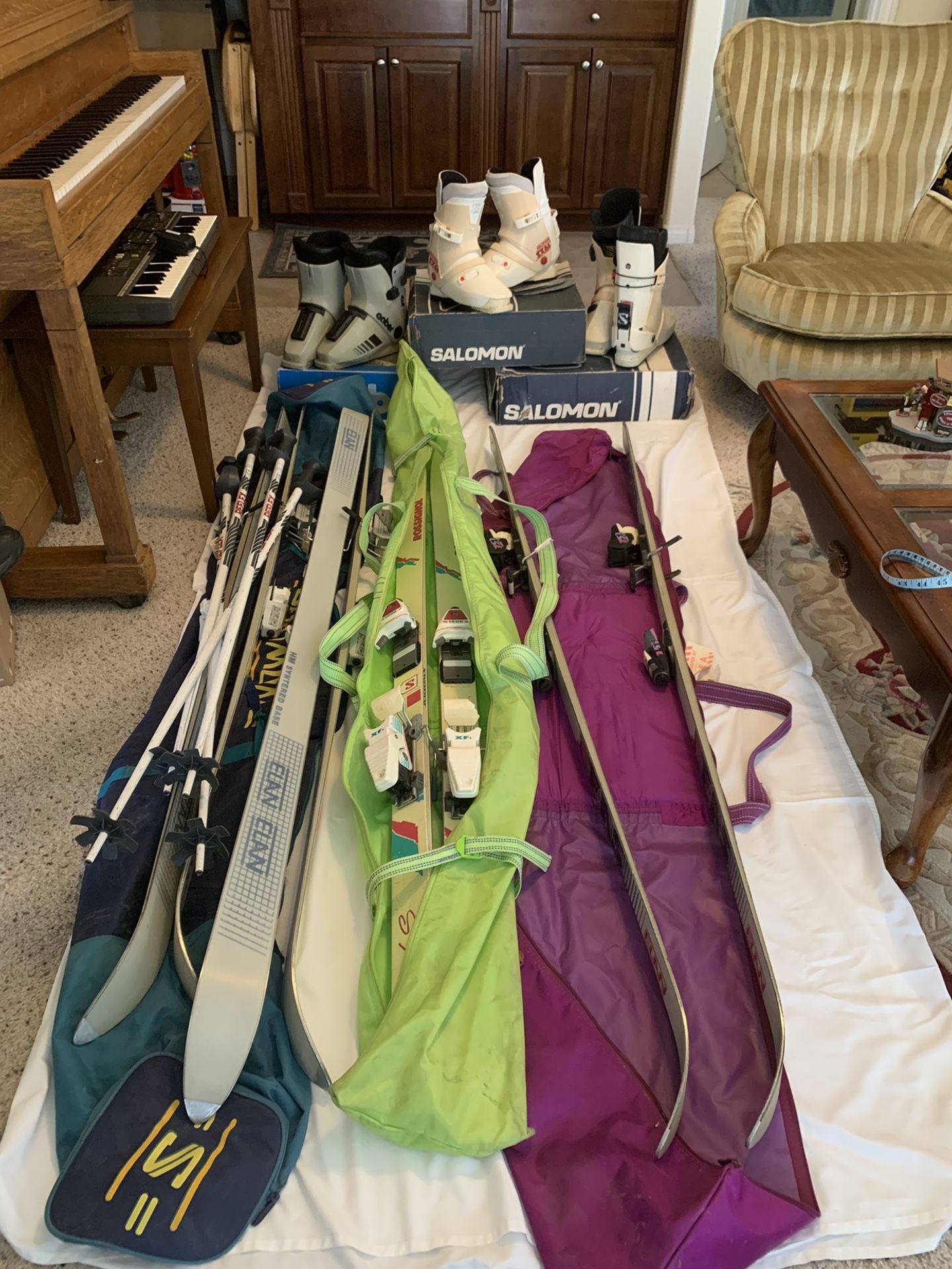 Vintage Skis, Boots, Bags Lot Or Individual
