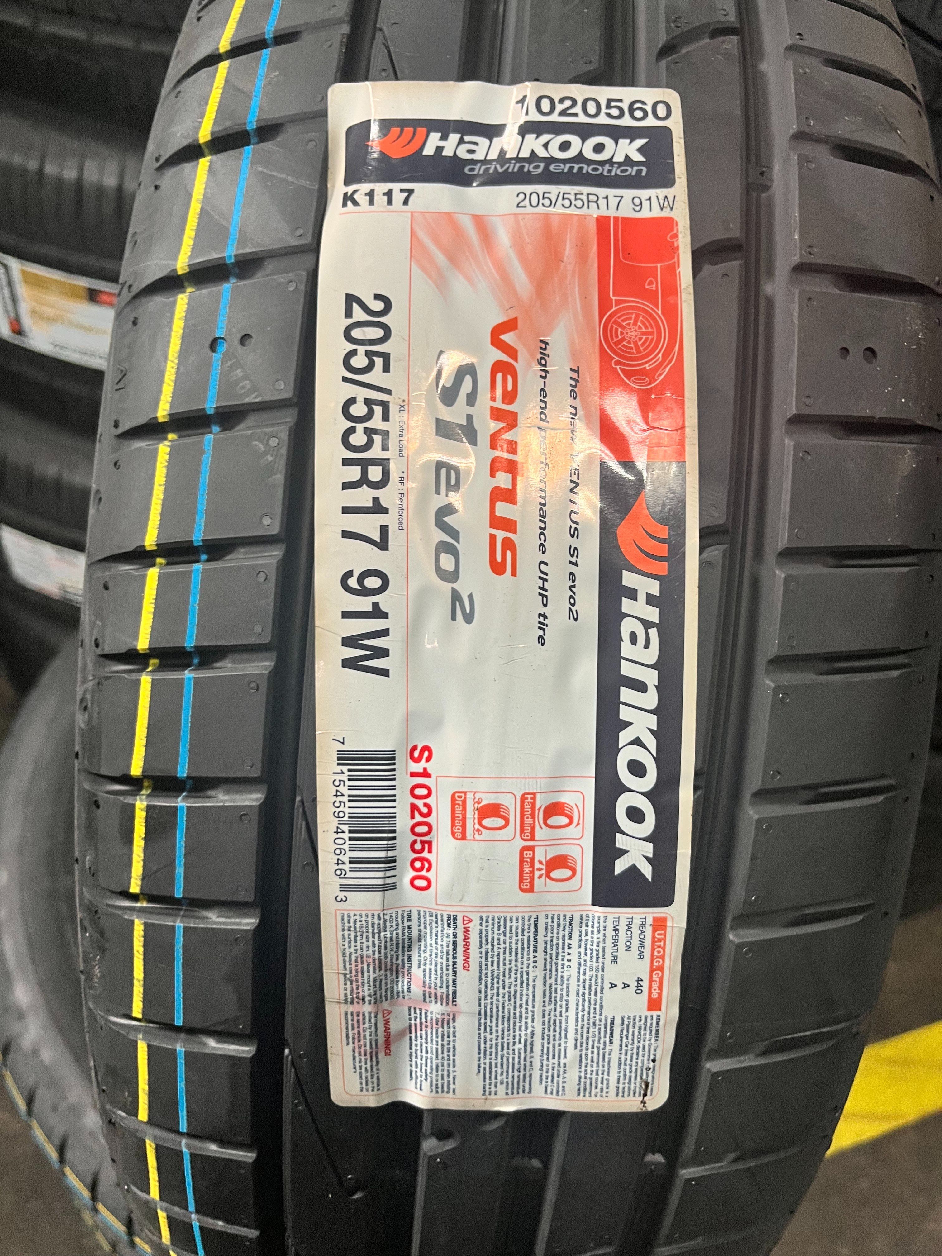 Hankook EVO2 205/55R17 Tires for Euro cars