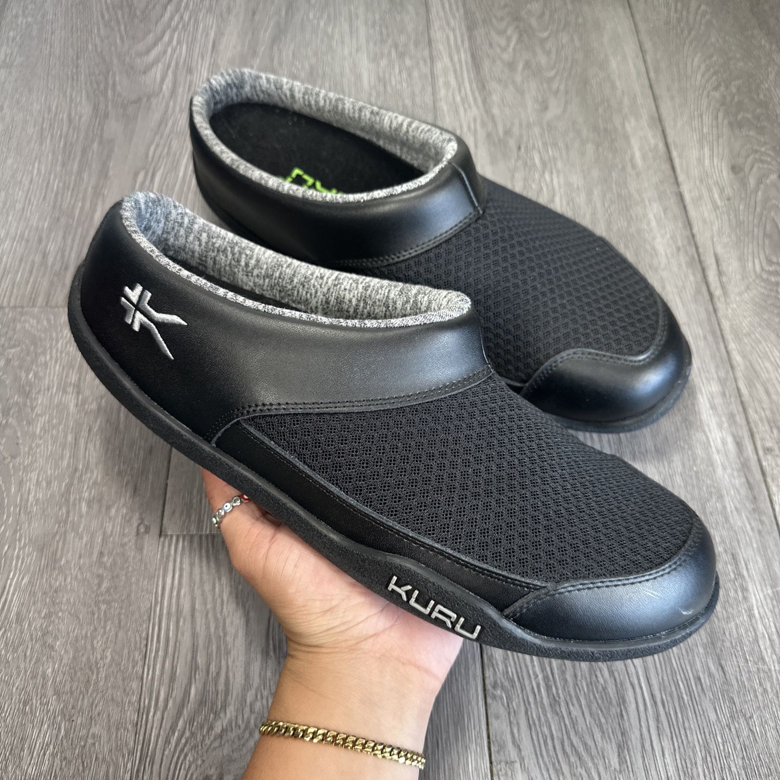 Kuru Shoes Mens 11 Draft Jetblack Clog Comfort Slippers Mules Mesh Arch