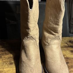 Light Brown Suede Western Boots
