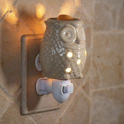 Brand New Wall Plug-in Wax Warmer for Scented Wax Ceramic Antique White Ceramic Owl Electric Home Fragrance Warmer for Essential Oils Candle Wax Melts