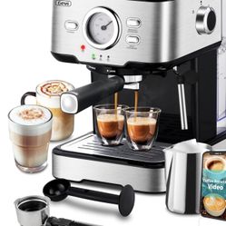 Gevi Espresso Coffee Machine, Steamed Espresso Machine, Compact Semi Espresso Coffee Machine with Milk Frother for Home, Stainless Steel Cappuccin