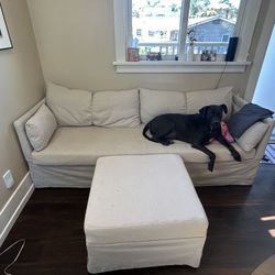 White IKEA Couch, Barely Used, Includes Ottoman