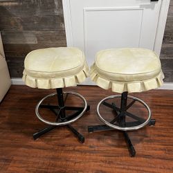 Two Metal Leather Stools