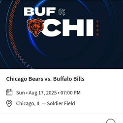 $220 - 2 Bears Tickets- For sale  Sun August 17th @ 7:00 And