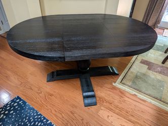 Black Wood Expandable Pedestal Table with Leaf