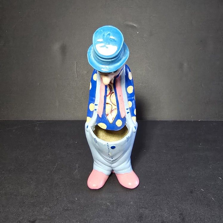 Vintage Sad Face Hobo Clown Cactus Succulent Planter 70s Ceramic 6.5”Inches Tall, please see pictures for details on wear due to age.