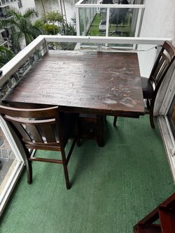 Dark Wood Table with 2 Chairs