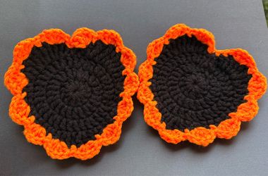 Handmade Crochet Halloween Heart Coasters