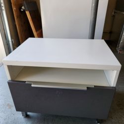 White IKEA TV/Media/Storage SMALL Console w/ Glossy Grey Drawer
