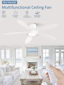 52” Flush Mount LED Ceiling Fan w/ Remote