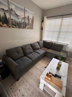 Gray Linen 2 piece sectional sofa