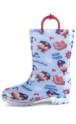 landchief Kids Light Up Rain Boots, Lightweight Rainboots with Easy-On Handles, Boys & Girls