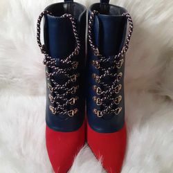 Brand New Liliana  Lace-up Boots Blue and Red Size 8

