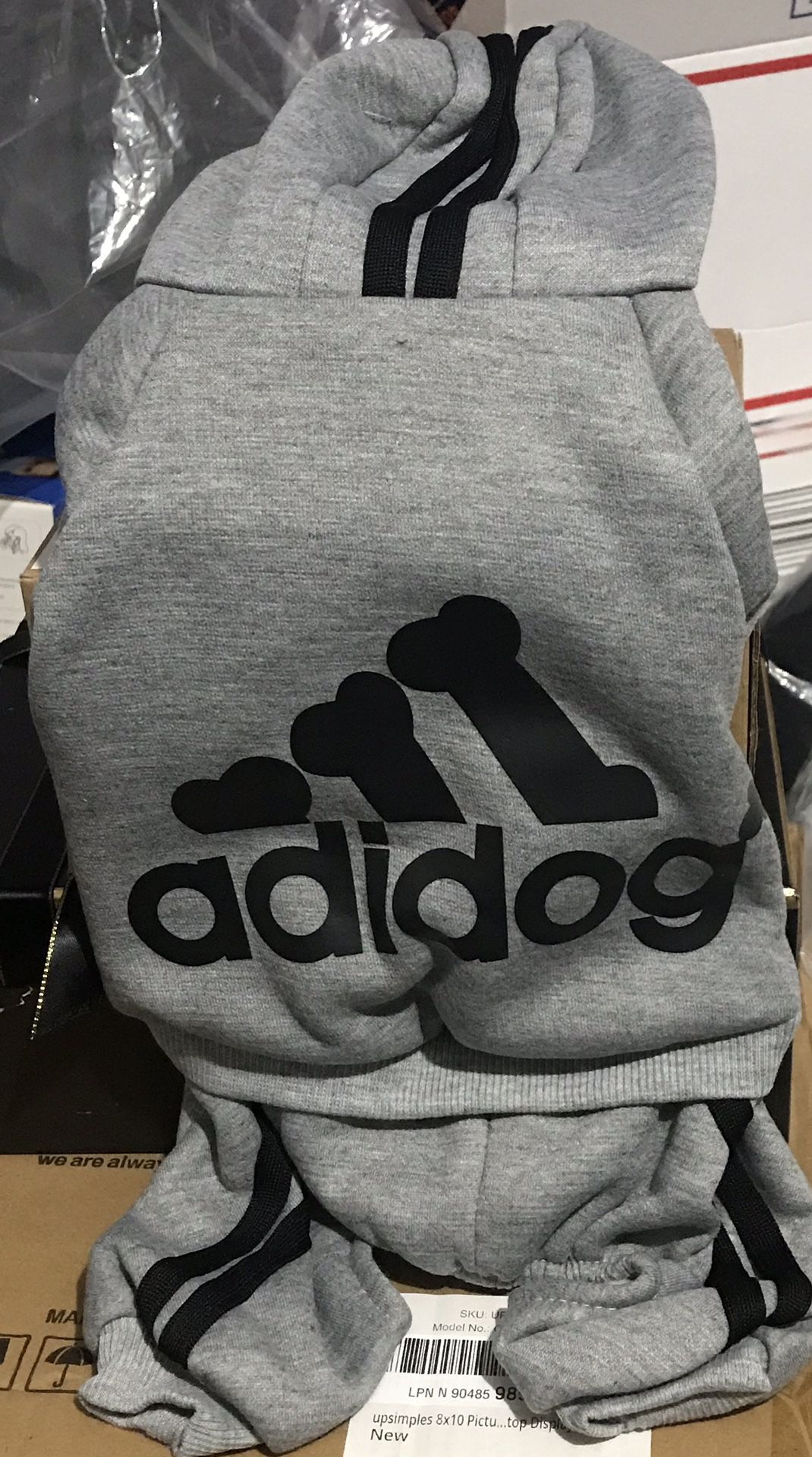 NEW adidog  Small Dog Full Jogger Outfit With Hoodie - Button Up 