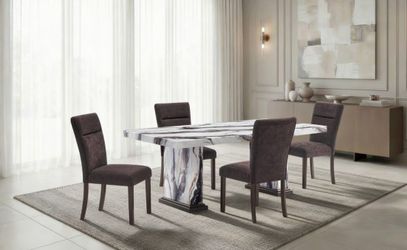 New online quick order special D8212 DINING TABLE WITH 4 D8212 DINING SET CHAIRS BROWN